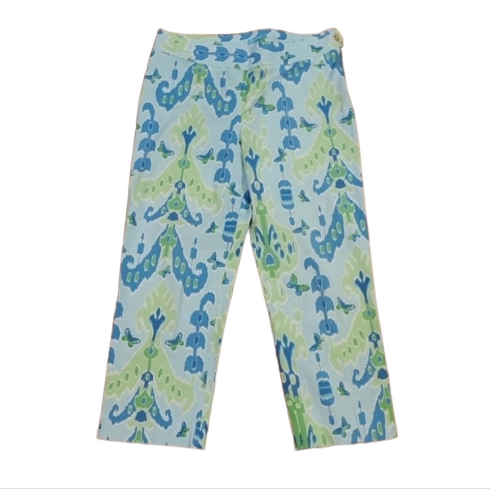 J.  McLaughlin Blue and Green Butterfly Capri Pants